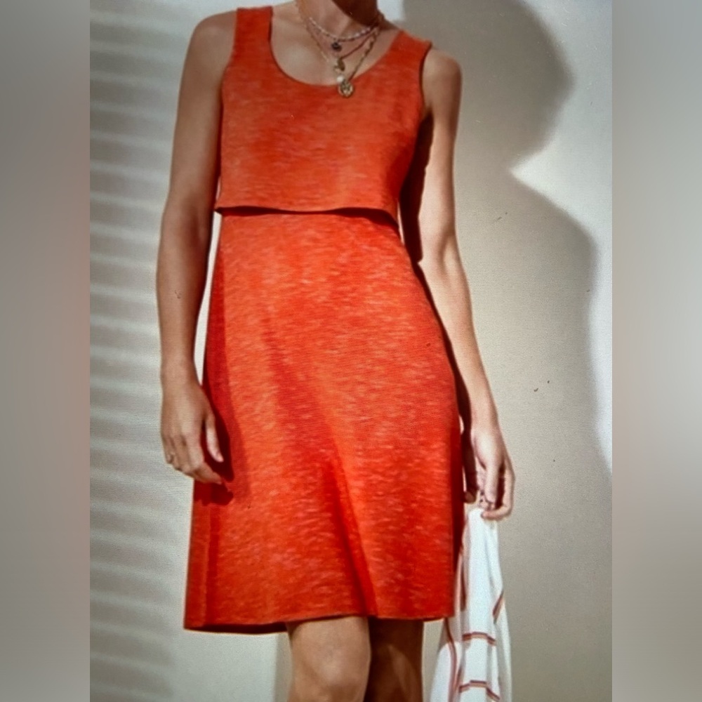Cabi #5972~Weekend Dress~Stunning Sunset Orange~Scoop Neck~Back Tie Detailing